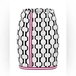 GRETCHEN SCOTT SKIRT SIZE M WHITE WITH BLACK RED DESIGN